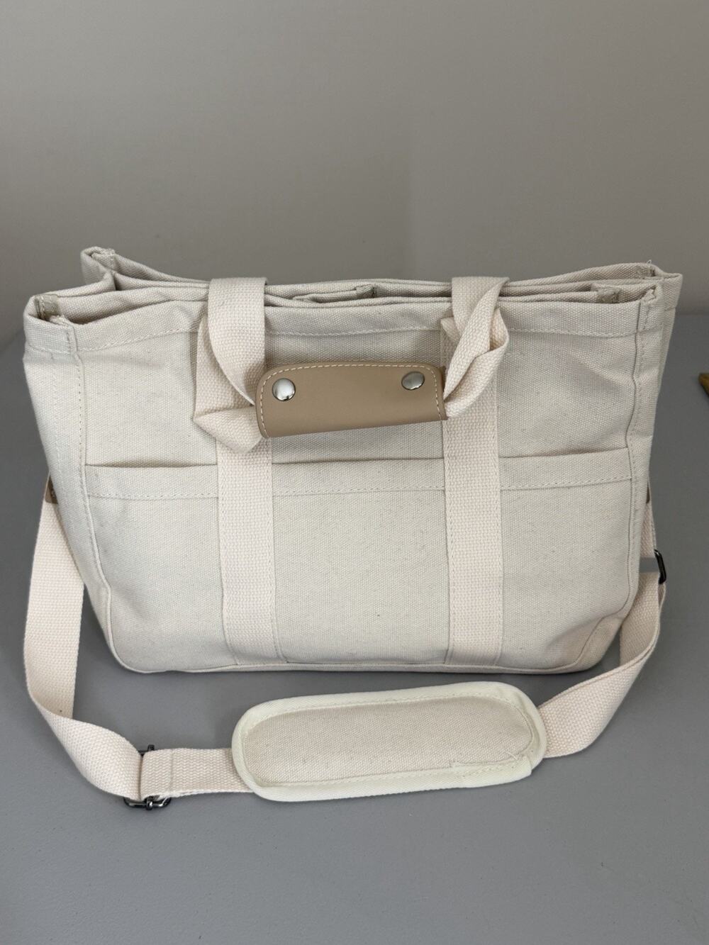 Canvas Cotton Tote Bag Liner with Removable Strap Pockets